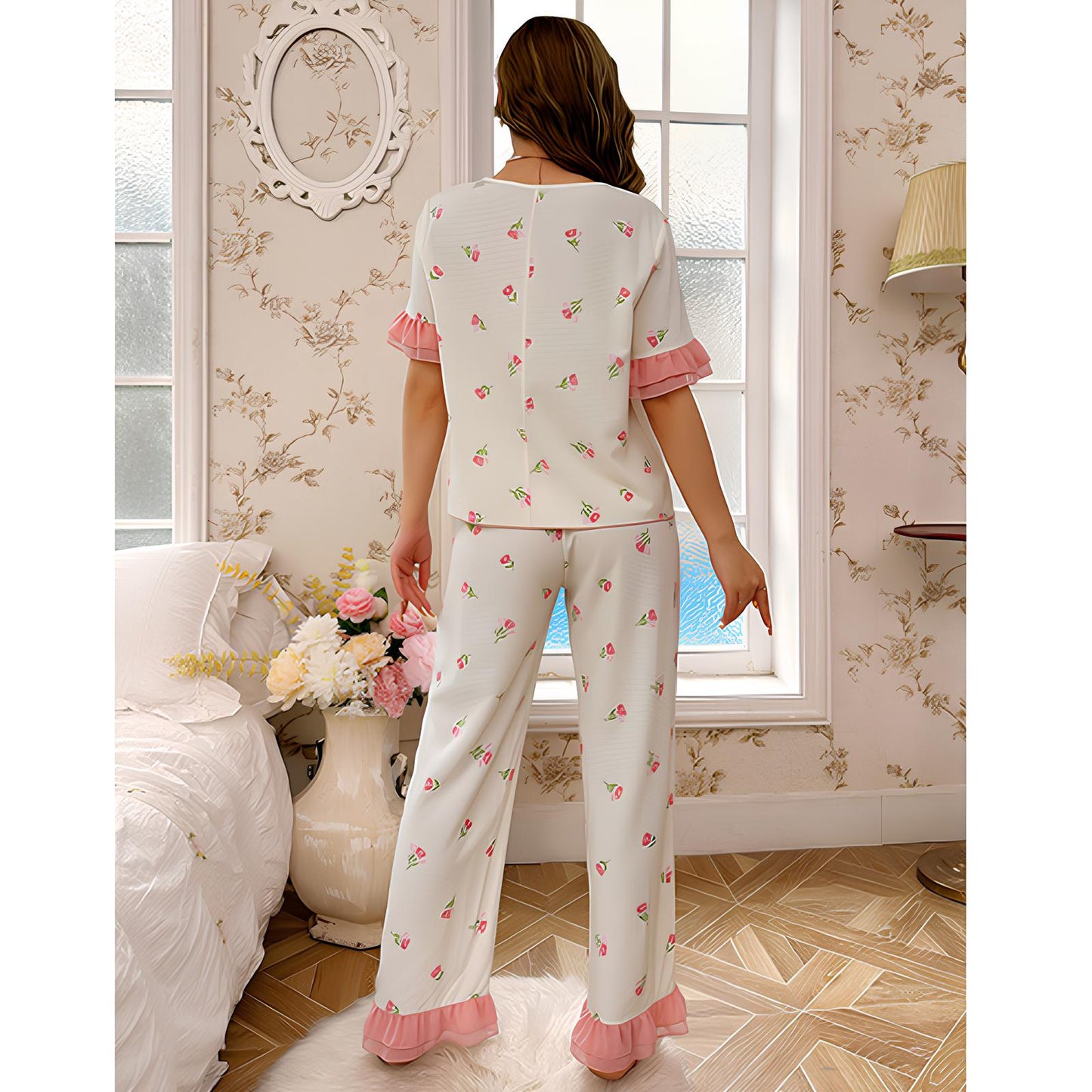 Pigiama completo con pantaloncini a maniche corte con dettagli tascabili