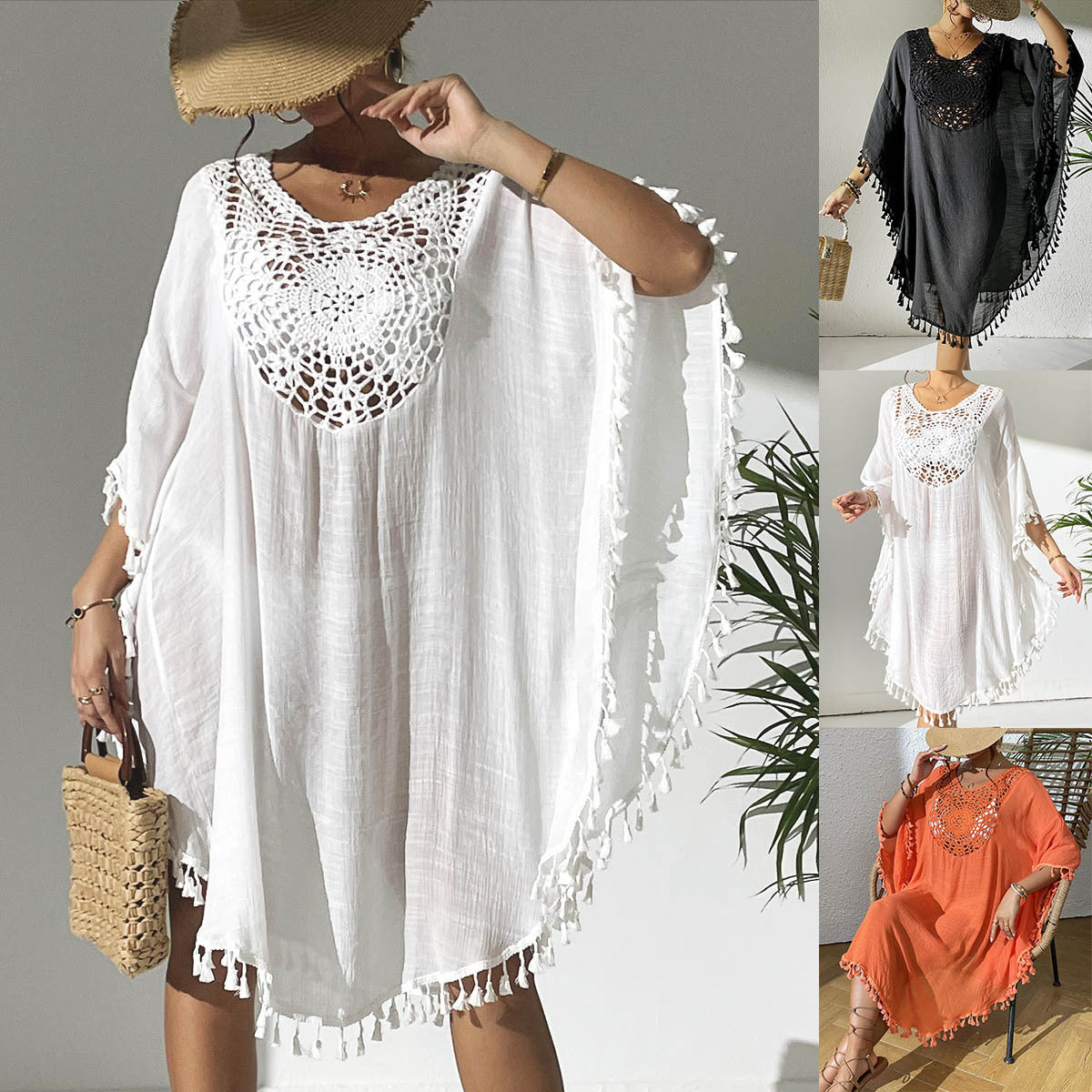 Completo vestaglia e camicia da notte in raso con spalline in corda, dettagli in pizzo sul petto e sulla schiena