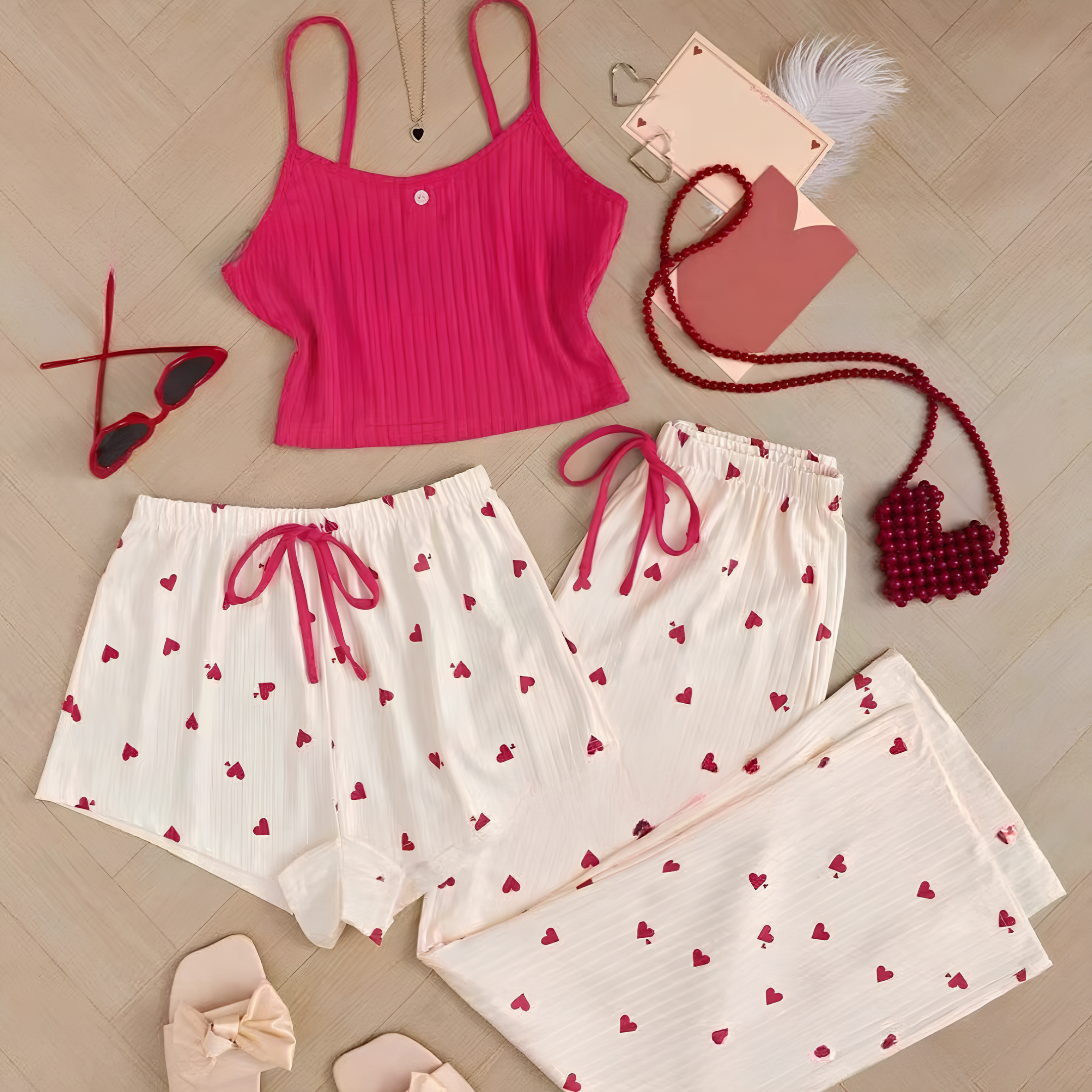 Negligé- und Morgenmantel-Set aus Satin mit Spitzen-Details, tiefem Dekolleté vorne und hinten sowie Spaghettiträgern