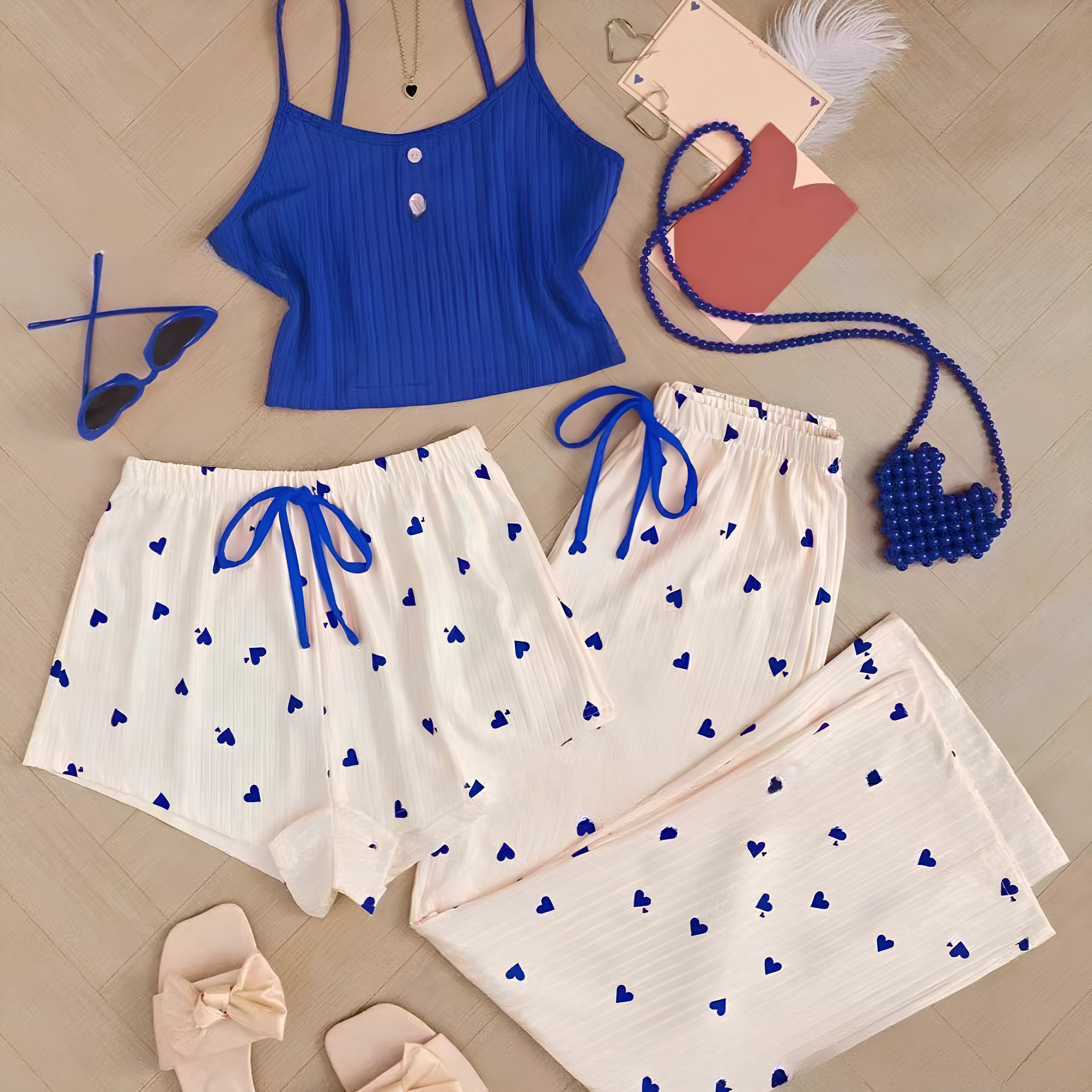 Negligé- und Morgenmantel-Set aus Satin mit Spitzen-Details, tiefem Dekolleté vorne und hinten sowie Spaghettiträgern