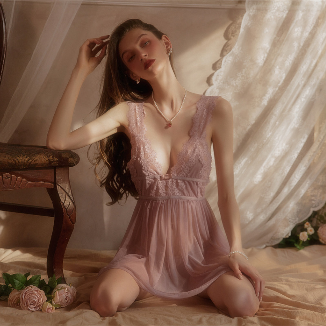 Deep Slit Back Cross Straps Low Cut Satin Nightgown