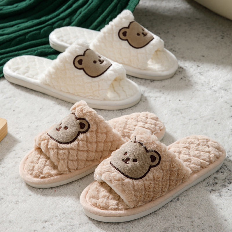 Fluffy Bear Unisex Peluş Ev Terliği