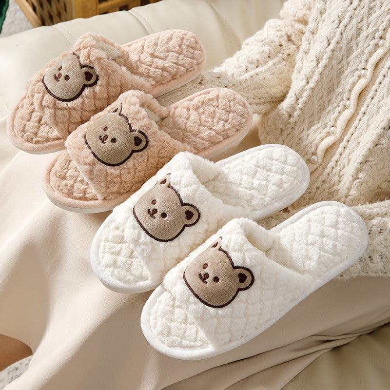 Fluffy Bear Unisex Peluş Ev Terliği