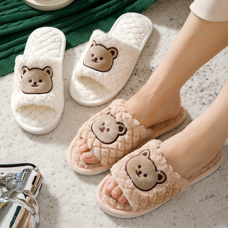 Fluffy Bear Unisex Peluş Ev Terliği