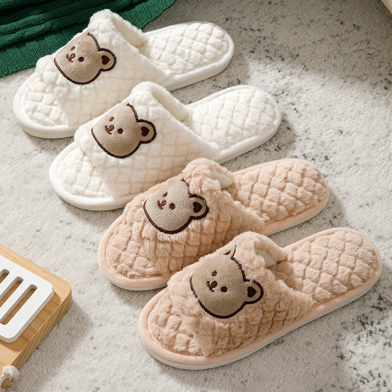 Fluffy Bear Unisex Peluş Ev Terliği