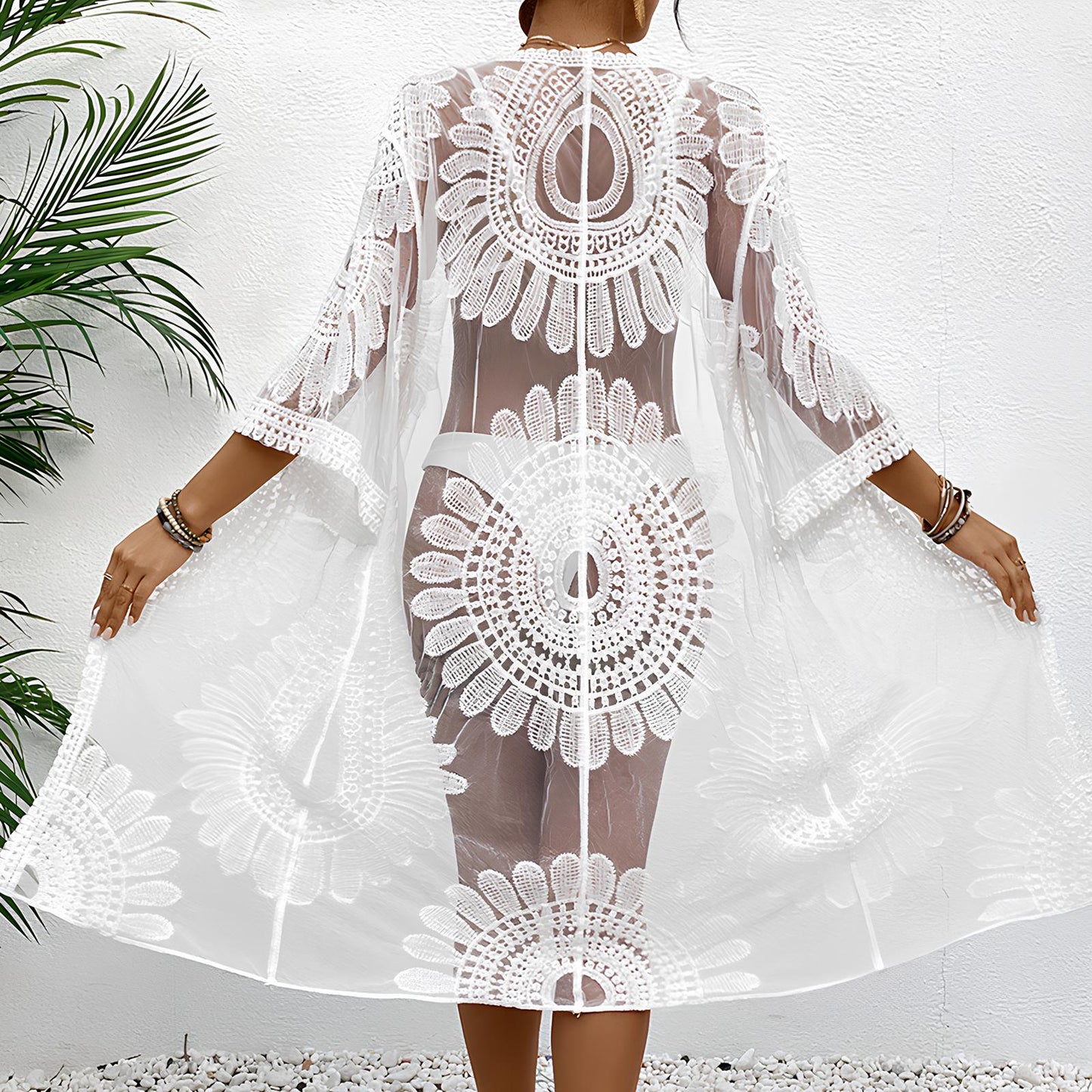 Luxe Leaf Transparan Kimono
