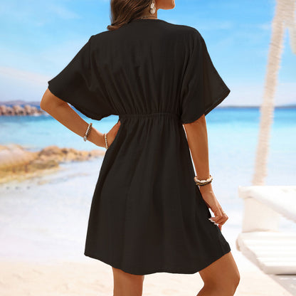 Negligé- und Morgenmantel-Set aus Satin mit Spitzen-Details, tiefem Dekolleté vorne und hinten sowie Spaghettiträgern