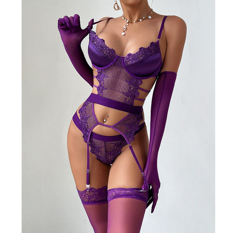 Purple Temptation Jartiyer Fantezi Takım