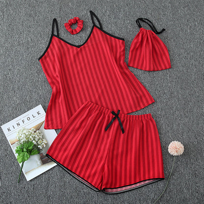 Negligé- und Morgenmantel-Set aus Satin mit Spitzen-Details, tiefem Dekolleté vorne und hinten sowie Spaghettiträgern