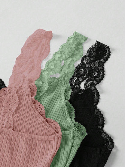 Negligé- und Morgenmantel-Set aus Satin mit Spitzen-Details, tiefem Dekolleté vorne und hinten sowie Spaghettiträgern