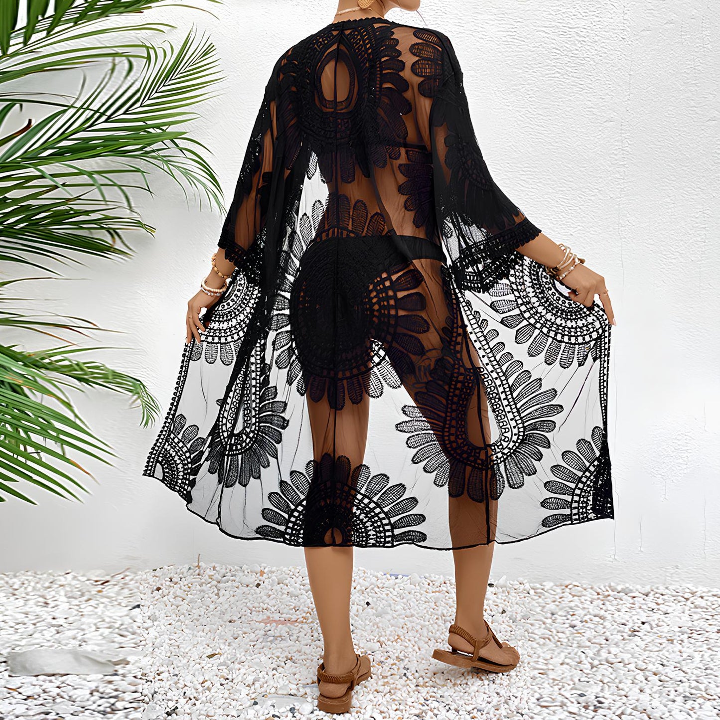Luxe Leaf Transparan Kimono