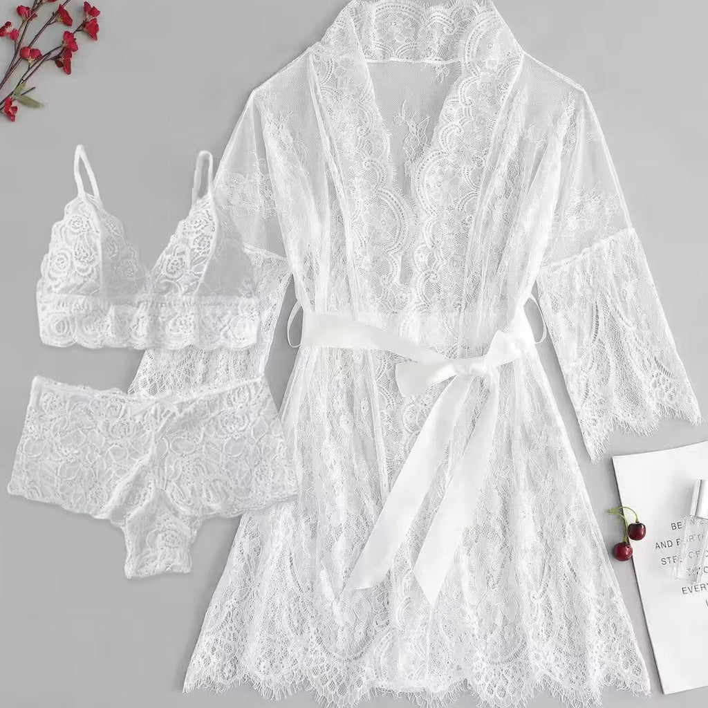 Auréa Sheer Lace 4-Piece Robe Set