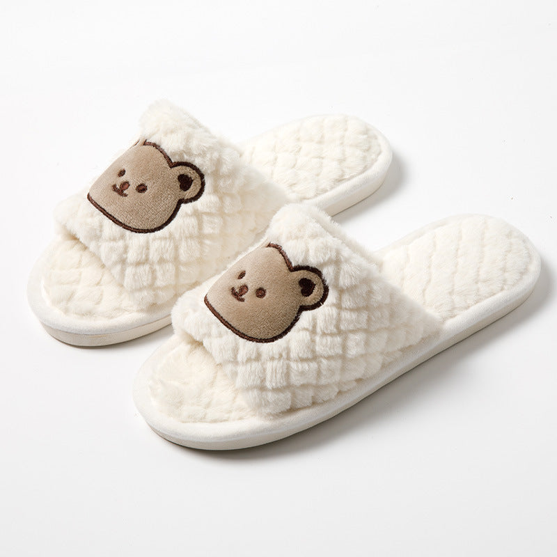 Fluffy Bear Unisex Peluş Ev Terliği