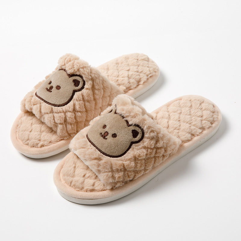 Fluffy Bear Unisex Peluş Ev Terliği